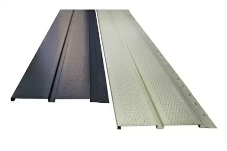 Софит металлический Квадро Брус с перфорацией Grand Line / Гранд Лайн, GreenCoat Pural 0.5, цвет RR 887 шоколадно-коричневый (RAL 8017)