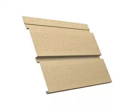 Софит металлический Квадро Брус с перфорацией Grand Line / Гранд Лайн, Drap 0.45, цвет Ral 1014 (слоновая кость)