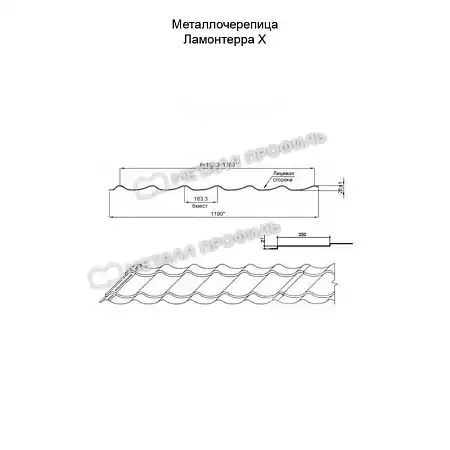 Металлочерепица Металл Профиль (Ламонтерра, Ламонтерра X, Макси), NormanMP 0.5, зеленый лист RAL6002