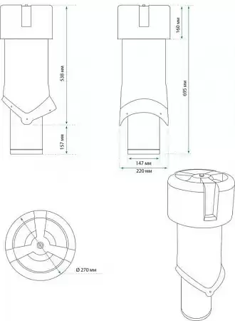 Изолированный вентиляционный выход Pipe-VT 150 Krovent (Кровент) для помещений, красный