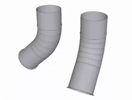 Колено гофрированное 60 гр D90 мм, Zn + порошк.покраска, цвет RAL 7004 (сигнально-серый)