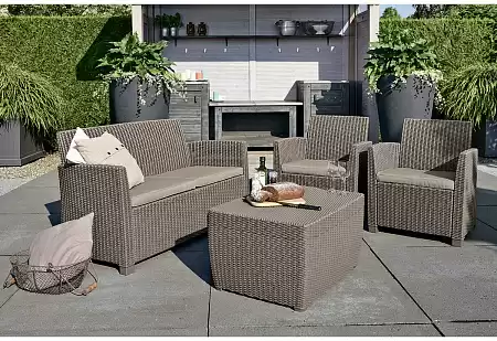 Дачная мебель Corona set with cushion box Allibert (Аллиберт), цвет капучино