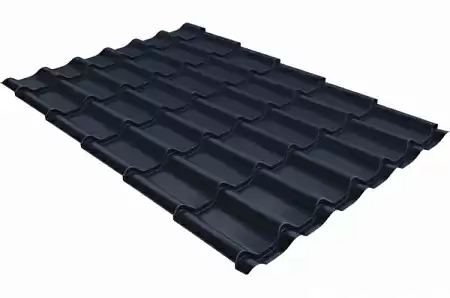 Металлочерепица Гранд Лайн / Grand Line, коллекция Classic, 0,5 Satin Matt Zn 180, цвет RAL 7024 (мокрый асфальт)