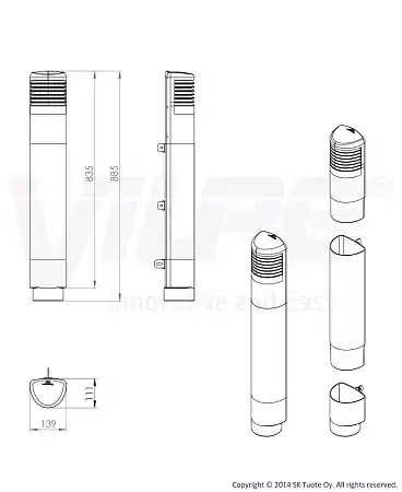 ROSS-ремонтный комплект D125/110мм Vilpe (Вилпе), светло-серый