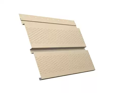 Софит металлический Квадро Брус с перфорацией Grand Line / Гранд Лайн, Satin 0.5, цвет Ral 1015 (св. слоновая кость)