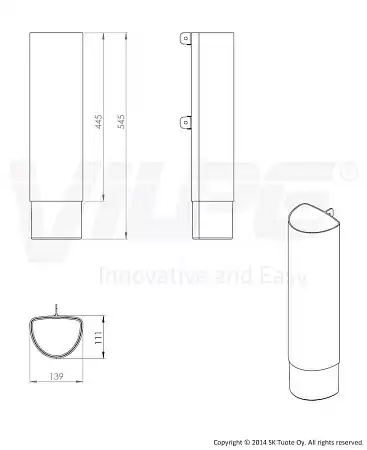 ROSS-удлинитель дефлектора D160мм (445мм) Vilpe (Вилпе), светло-серый