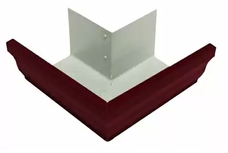 Угол желоба внешний, 90° Vortex / Вортекс Гранд Лайн, Pe, цвет RAL 3005 (красное вино, вишня)