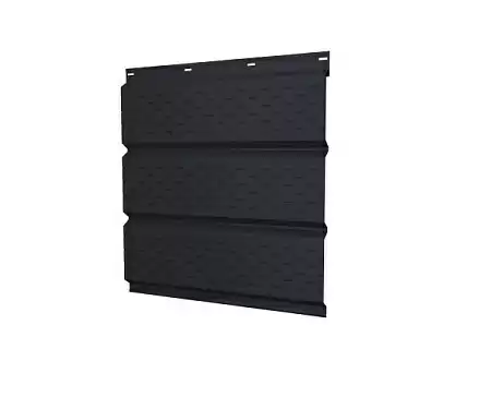 Софит металлический с полной перфорацией Grand Line / Гранд Лайн, GreenCoat Pural Matt 0.5, цвет RR 23 темно-серый (Ral 7024)