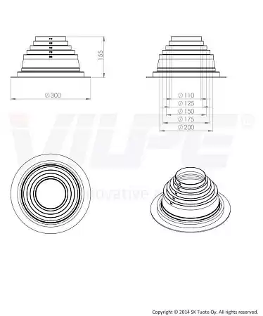 Roofseal - 3 комплект уплотнитель Ø 110-200 мм Vilpe (Вилпе) чёрный