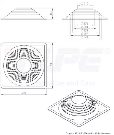 Roofseal - 6/9 уплотнитель Ø 260-460 мм Vilpe (Вилпе) черный