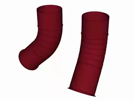 Колено гофрированное 60 гр D100 мм, Zn + порошк.покраска, цвет RAL 3005 (красное вино)