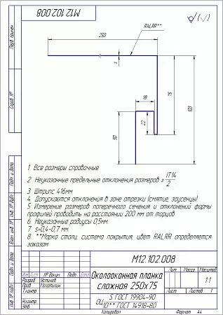 Околооконная планка сложная / j-фаска Grand Line (Гранд Лайн), PE, 250х75х18 мм