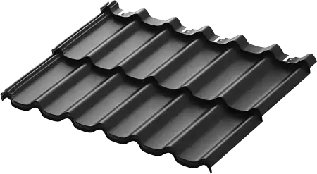 Металлочерепица модульная Aquasystem Стокгольм XXL, Rooftop Бархат, 1185х875 мм, RAL 9005 черный