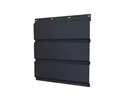 Софит металлический с центральной перфорацией Grand Line / Гранд Лайн, GreenCoat Pural Matt 0.5, цвет RR 33 черный (Ral 9005)