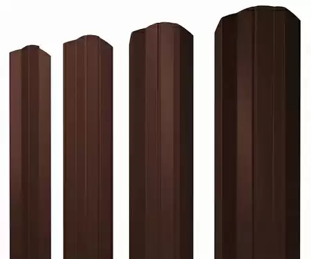 Штакетник металлический Grand Line (Гранд Лайн), М-образный фигурный, PE 0.45, цвет RAL 8017 (коричневый)