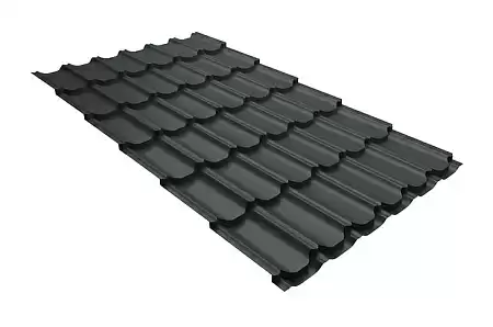 Волновой профиль Grand Line Kvinta plus, 0,5 GreenCoat Pural BT Matt, Zn 275, RR 23 темно-серый (RAL 7024 мокрый асфальт)