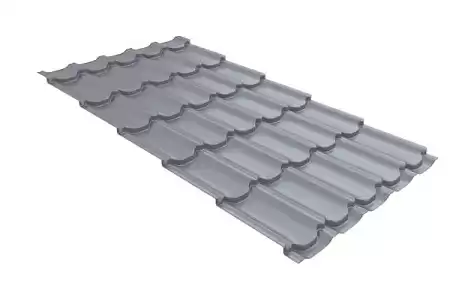 Металлочерепица Гранд Лайн / Grand Line, коллекция Kvinta plus, 0,5 Satin Zn 140, цвет RAL 9006 (светлый алюминий)