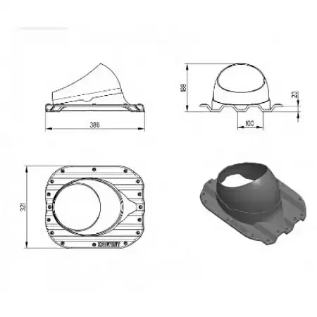 Проходной элемент Base-VT Prof 125/150 Krovent (Кровент) для битумной кровли, серый