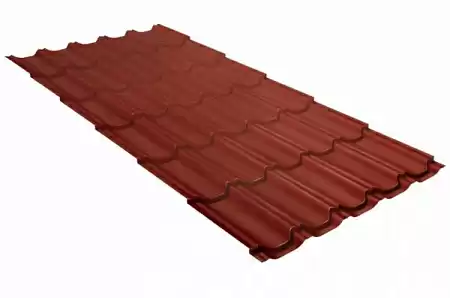 Металлочерепица Гранд Лайн / Grand Line, коллекция Kvinta plus, 0,5 Satin Zn 140, цвет RAL 8004 (терракота)