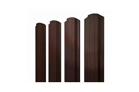 Штакетник металлический Grand Line, прямоугольный фигурный, Velur X 0.5, RAL 8017 шоколад