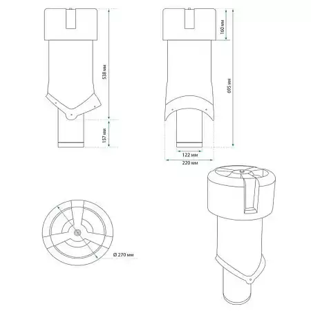 Комплект кровельного выхода канализации Seam 125is Krovent (Кровент) для мягкой / фальцевой кровли, серый Комплект кровельного выхода канализации Seam 125is Krovent (Кровент) для мягкой / фальцевой кровли, серый