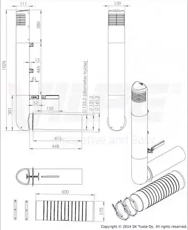ROSS-дефлектор D125/135мм (110мм) Vilpe (Вилпе), серый