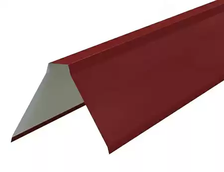 Планка конька плоского Металл Профиль, Pe 0.45, 155x155x2000 мм, коричнево-красный