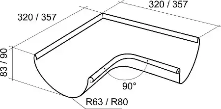 Угол желоба внутренний 90º 150 мм Гранд Лайн Grand Line PU, цвет Ral 9003 (белый)