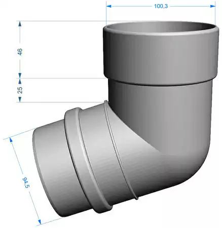 Колено 72° Docke LUX цвет графит (RAL 7024)