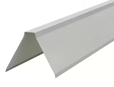 Планка конька плоского Металл Профиль, Pe 0.45, 155x155x2000 мм, серо-белый