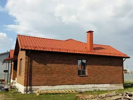 Металлочерепица Гранд Лайн / Grand Line, коллекция Kamea, 0,5 Satin Zn 140, цвет RAL 8004 (терракота)