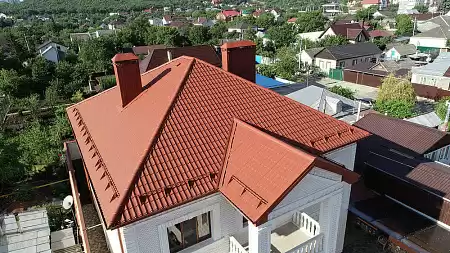 Металлочерепица Гранд Лайн / Grand Line, коллекция Classic, 0,5 Satin Zn 140, цвет RAL 3009 (оксидно-красный)