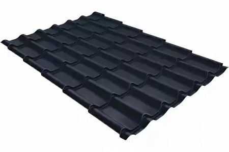 Металлочерепица Гранд Лайн / Grand Line, коллекция Classic, 0,5 Rooftop бархат Zn 180, цвет RAL 7024 (мокрый асфальт)