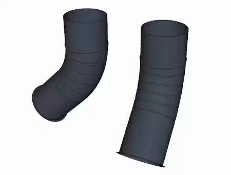 Колено гофрированное 60 гр D100 мм, Zn + порошк.покраска, цвет RAL 7024 (мокрый асфальт)
