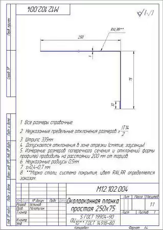 Околооконная планка простая Grand Line (Гранд Лайн), Print elite, 250х75 мм