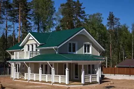 Металлочерепица Гранд Лайн / Grand Line, коллекция Kamea, 0,5 Satin Zn 140, цвет RAL 6005 (зеленый мох)