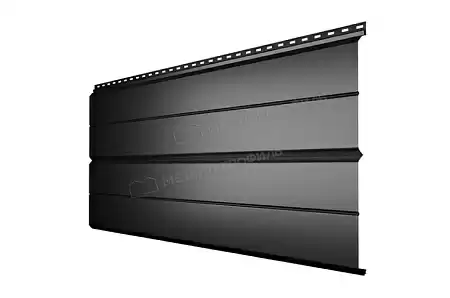 Металлический сайдинг Металл Профиль L брус XL Накатка, 0.5 VikingMP E, RAL 9005 черный темный