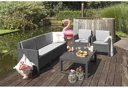 Стол Lyon rattan table Allibert (Аллиберт), цвет капучино