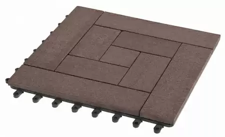 Садовый паркет Люкс 10 GRINDERDECO ДПК, 300x300 мм, шоколад, упаковка 10 шт.