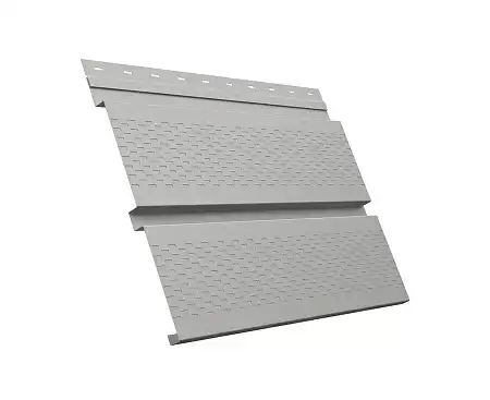 Софит металлический Квадро Брус с перфорацией Grand Line / Гранд Лайн, GreenCoat Pural 0.5, цвет RR 21 светло-серый (RAL 7040)