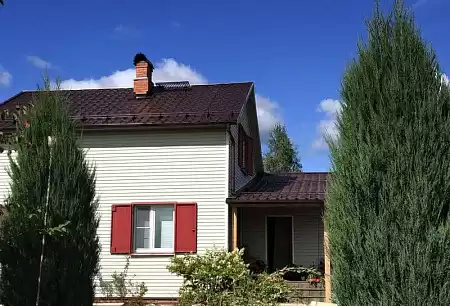 Металлочерепица Гранд Лайн / Grand Line, коллекция Kamea, 0,5 Satin Zn 140, цвет RAL 8017 (шоколад)