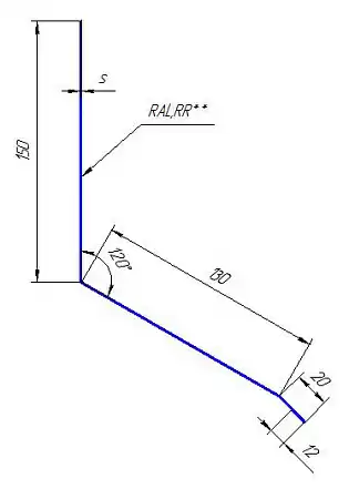Планка примыкание верхнее к стене фальц Гранд Лайн / Grand Line, 150х130х20 мм, PE 0.45