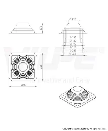 Roofseal - 3 уплотнитель Ø 110-200 мм Vilpe (Вилпе) чёрный