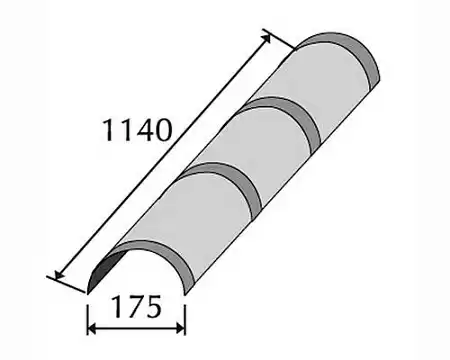 Конек Метротайл (Metrotile) полукруглый тройной, цвет кофе, 1140х173 мм