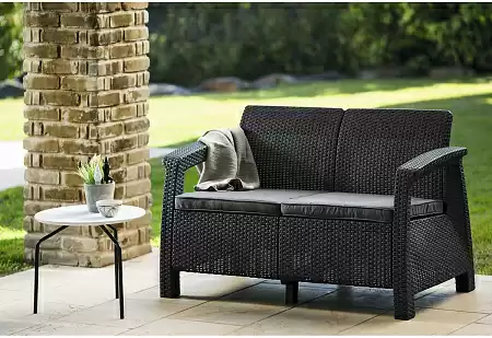 Диван двухместный Corfu love seat Allibert (Аллиберт), цвет капучино