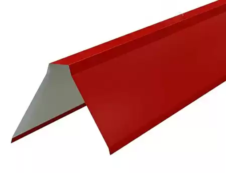 Планка конька плоского Металл Профиль, Pe 0.45, 155x155x2000 мм, красный насыщенный