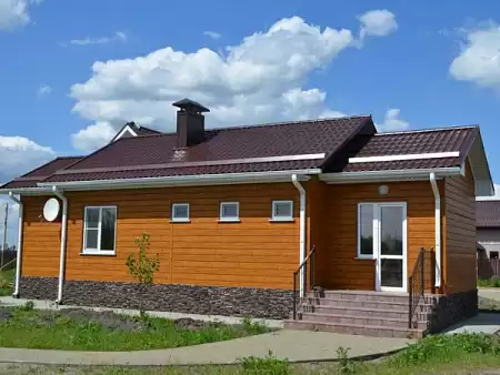 Металлический сайдинг Гранд Лайн / Grand Line профиль ЭкоБрус, Print elite 0.45, цвет Golden Wood (Золотой дуб)
