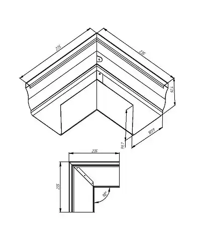 Угол желоба внешний, 90° Vortex / Вортекс Гранд Лайн, Pe, цвет RAL 9003 (белый)
