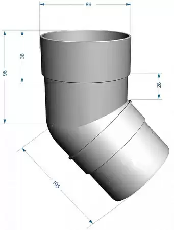 Колено 45°, D85 мм Деке Премиум / Docke Premium, цвет каштан (Ral 8017)