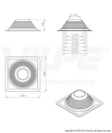 Roofseal - 5/8 уплотнитель Ø 180-330 мм Vilpe (Вилпе) черный